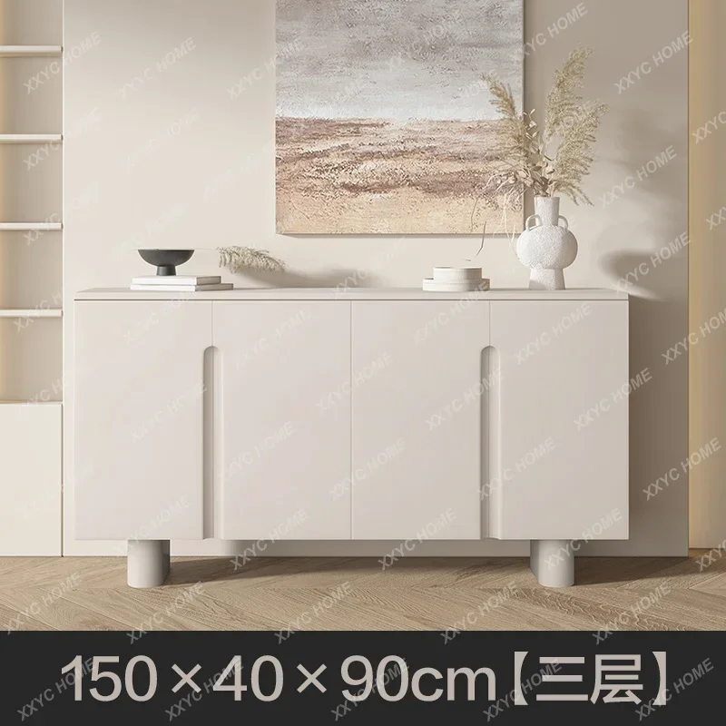 A Modern simple  multi-layer shoe cabinet cream wind solid wood living room entrance partition cabinet dining side cabinet