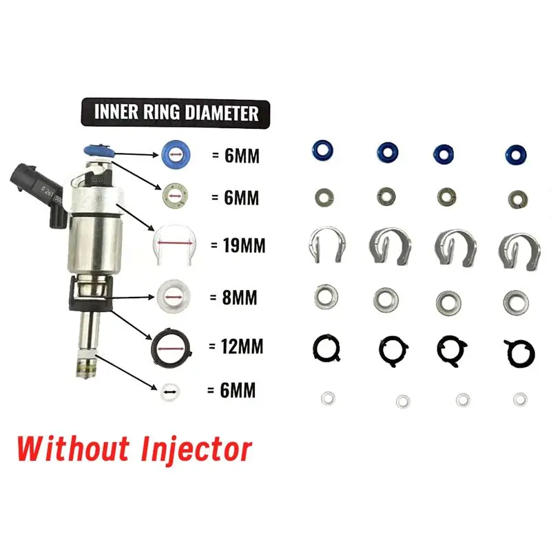 48Pcs/8Set Fuel Injector O-Ring Seal Repair Kit 06H998907A For A3 A4 A5 A6 Q5 VW Golf Jetta CC 1.8 2.0T 06J998907A