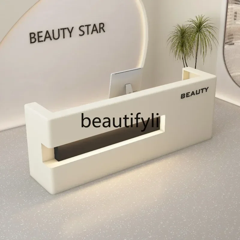 CC Beauty Salon Clothing Store Cashier Counter Simple Luxury Anti-Collision Rounded Front Desk Reception Desk