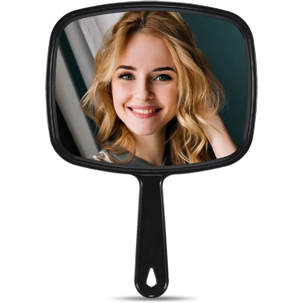 

Handheld mirror, barber hair salon handheld mirror with handle, square, black, medium