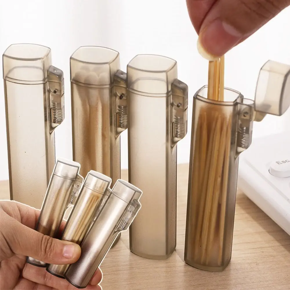 New Mini Toothpick Box Transparent Classification Cotton Swab Container Storage Box Household Travel