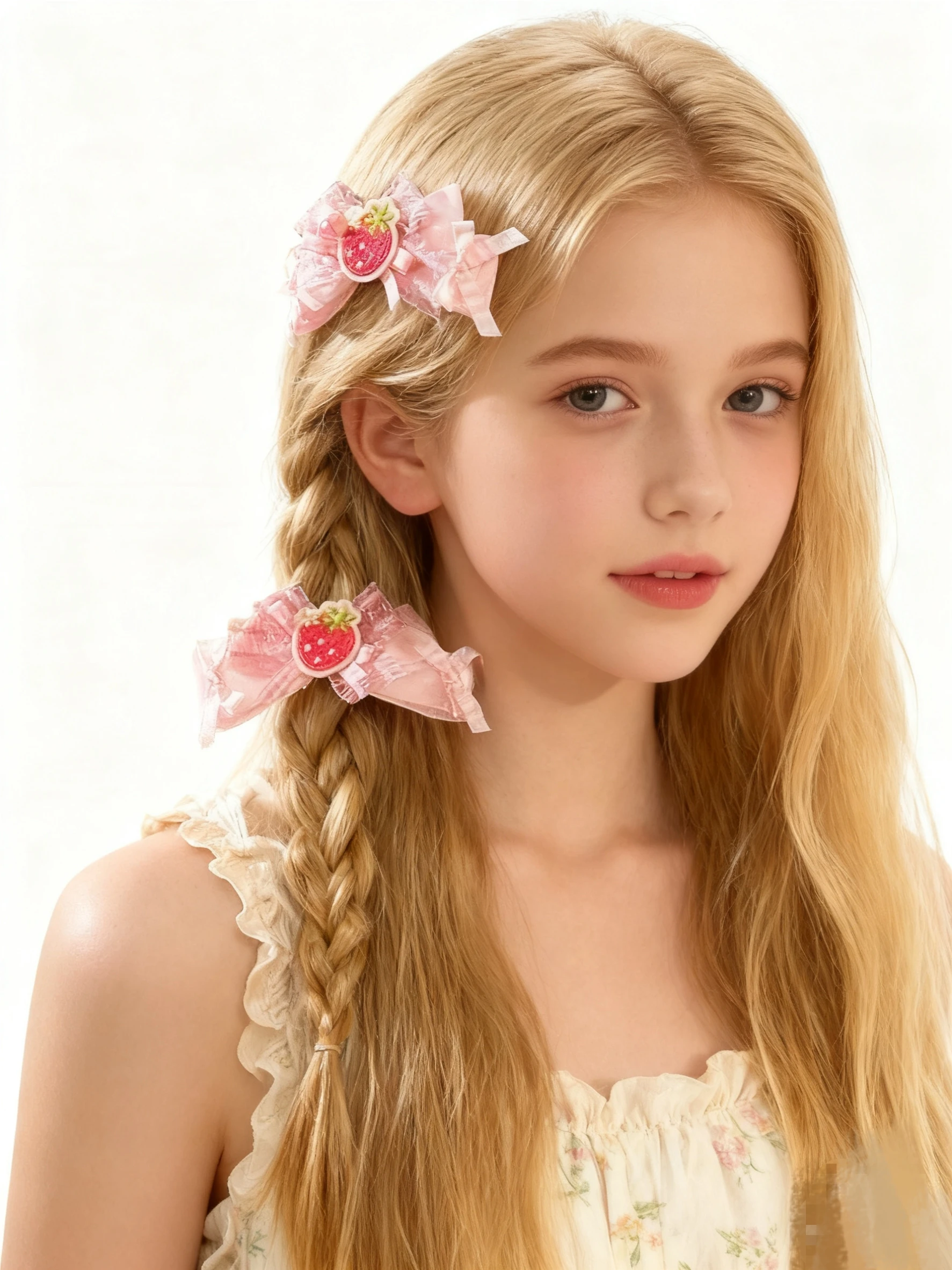 

1 Pair Enchanted Strawberry Dream Lolita Hair Clip - Pink Kawaii Bow , Gothic Aristocratic Hair Accessory for Women & Girls