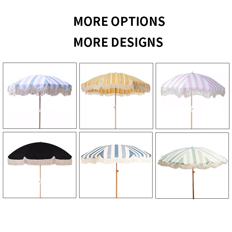 Hot Sale Custom Parasol Picnic Pool Sea Fringe Sun Outdoor Beach Patio Umbrella With Tassels