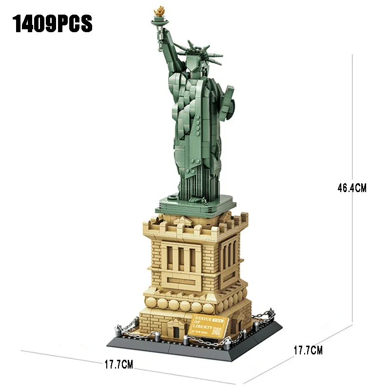 1409pc 자유의 여신상 빌딩 세트 - 성인 및 어린이를 위한 수집가 모델 키트, 창의적인 선물