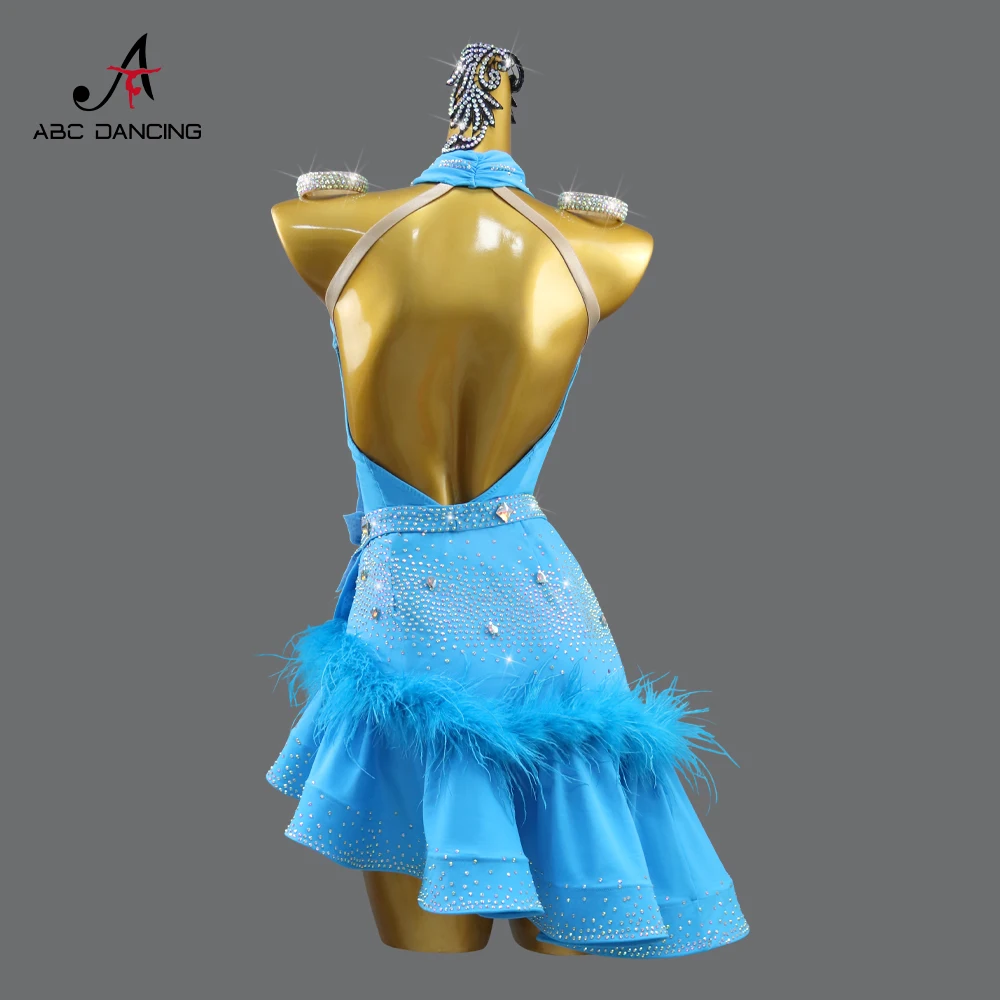 Vestido de dança latina para mulheres, roupa de palco, roupa de linha, roupas esportivas, saia dancewear, traje de festa, baile