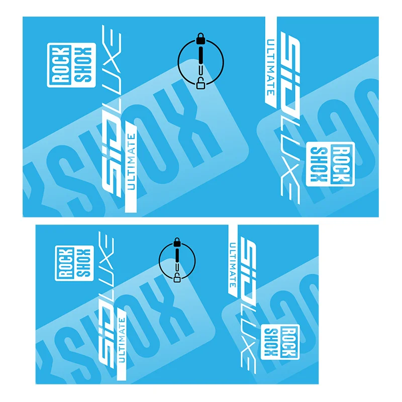 مجموعة واحدة من ملصقات الفينيل "SIDLUXE Ultimate Rock Shock" باللون الأزرق - ملصق DIY لملحقات الكمبيوتر المحمول الداخلي للدراجة