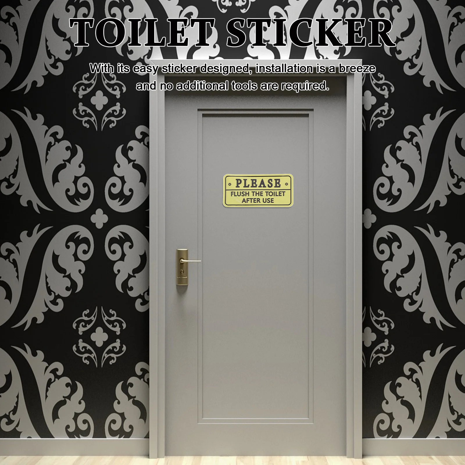 

2pcs Bathroom Notice Decal Waterproof Oil Resistant Flush Toilet Reminder Sticker For Home Office Public Restroom Wall Decor