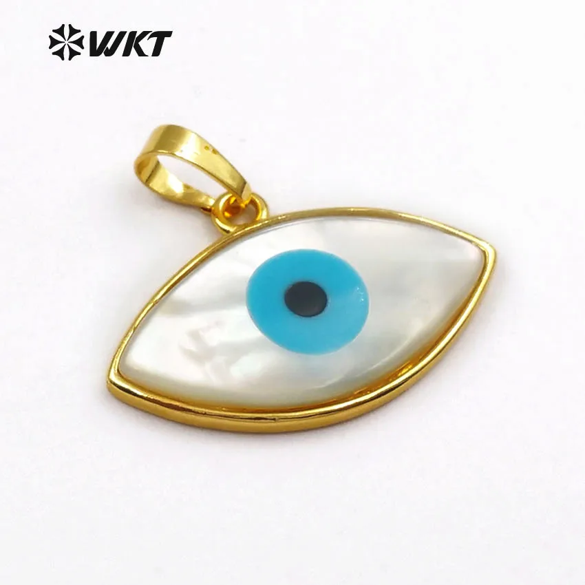 WT-P720 Special Design Natural Sea Shell Pendant Devil Eye Charms 18k Gold Handmade Fashion Jewelry Crafts ACC