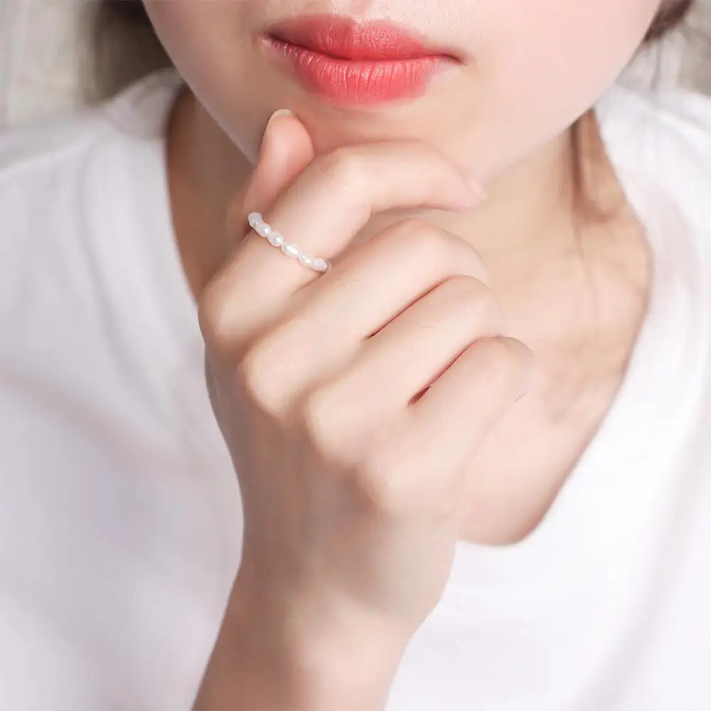 For Women Minimalist Thumb Ring Natural pearl Vintage Continuous Circle Fashion Accessories Finger Ring Jewelry Party Jewelry
