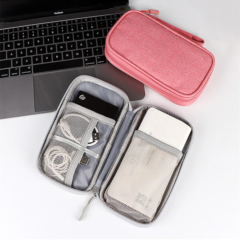 1/2PcsPortable Power Bank Bag USB Gadgets Cables Wires Organizer Hard Disk Protection Storage Bag Sac de rangement en fil de fer