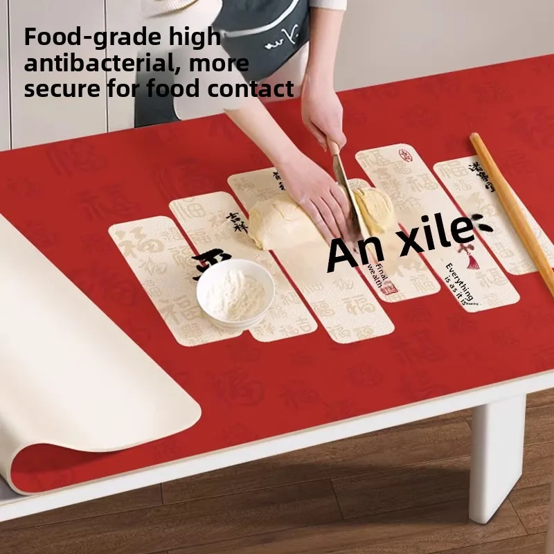 New minimalist table mat for the home, non-slip tablecloth in festive red, easy to clean, thick and dirt-resistant,
