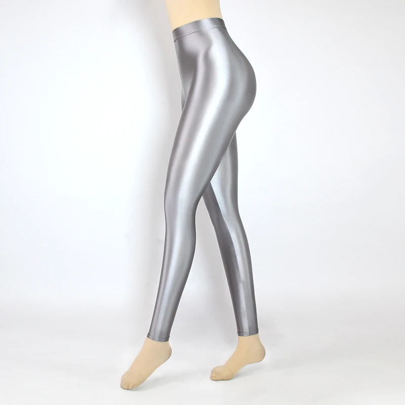 S-3XL new women's oily gloss tights tights tight wet look opaque sexy high-waisted nine-point pants smooth good elastic leggings