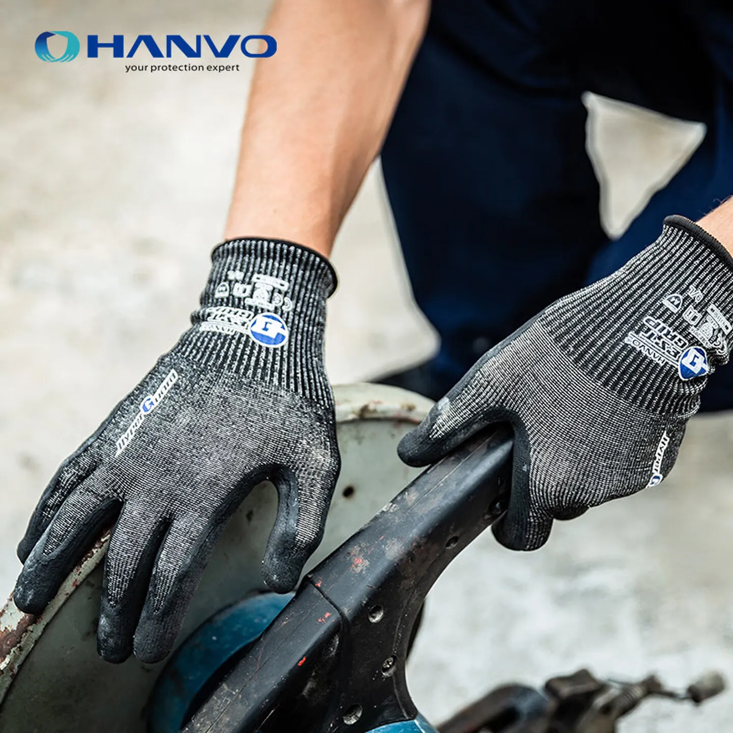Level 5 Cut Resistant Safety Work Gloves Nitrile Anti Impact Grip Gloves