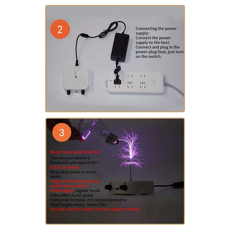 1 Set Music For Tesla Coil Music Box Artificial Lightning-Pattern Touchable Audio Input Bluetooth Science Experiment US-Plug