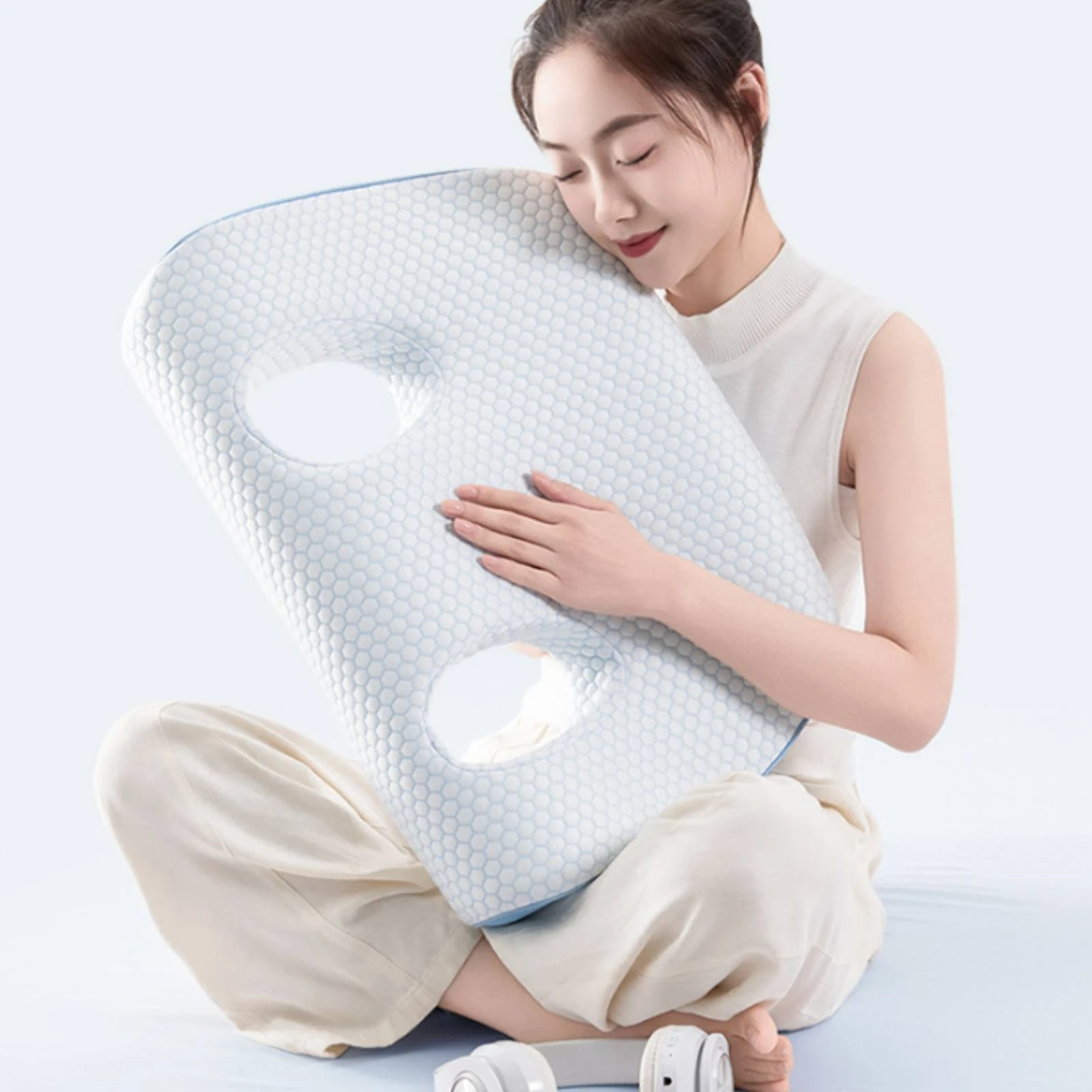 Ear Hole Pillow Slow Rebound Side Sleeping Pillow Sleep Product Spine Alignment Bedding Ergonomic for Brief Rest