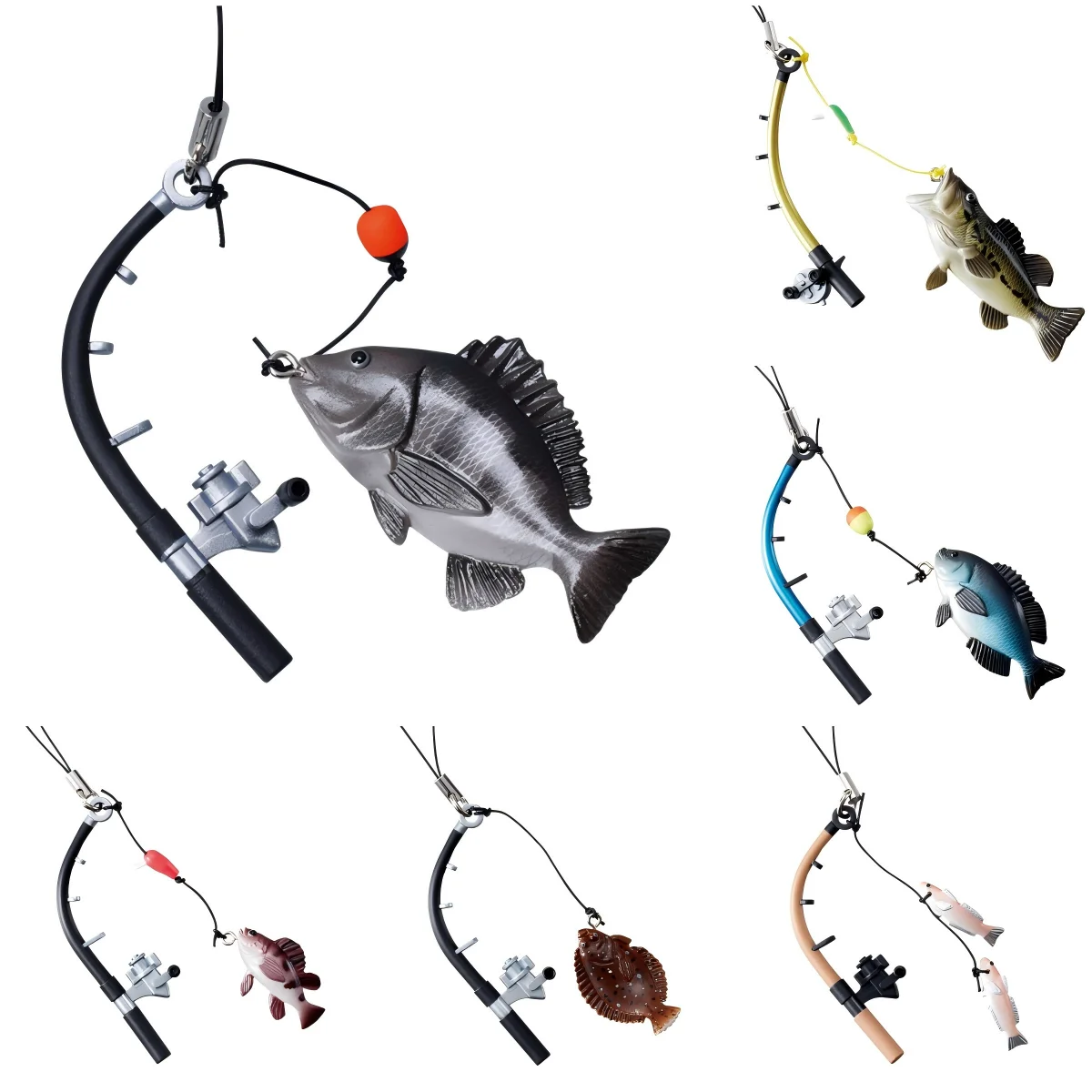 

Tarlin capsule toys cute fishing rod fish hooked Black porgy bass Rockfish Japanese whiting 1/12 dollhouse figures
