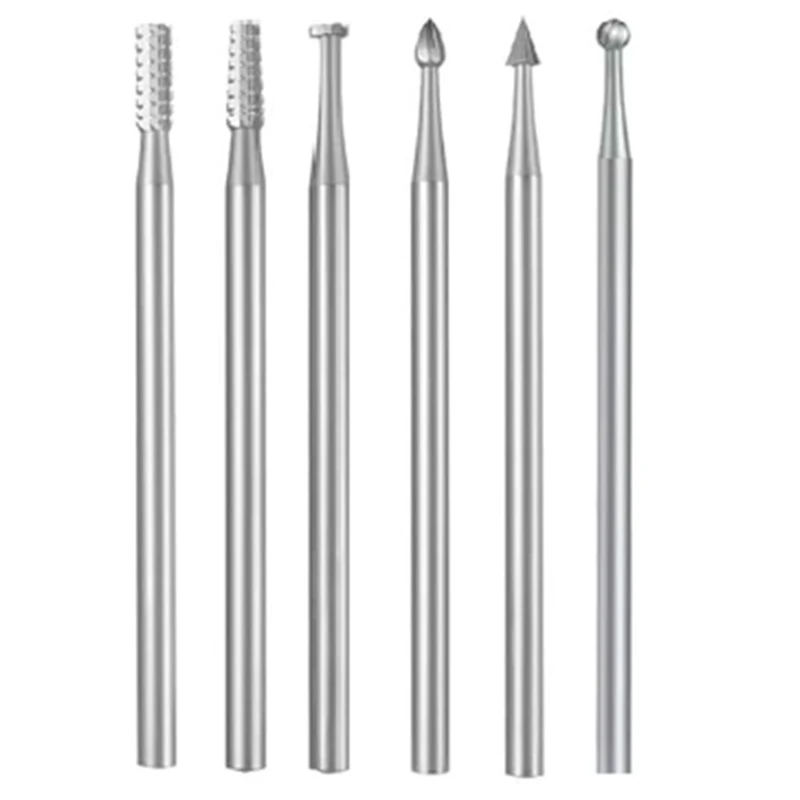 Brocas de enrutador de grabado de acero, vástago de 3/32 pulgadas, 6 piezas, ámbar Oliva, para herramientas rotativas (brocas de tallado de 2,3mm)