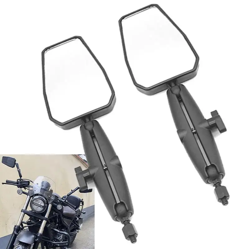 1 Pair Universal Motorcycle Mirrors 360 Degree Rotating Foldable Rear View Side Mirrors for Handlebar Mount ATV Accessories