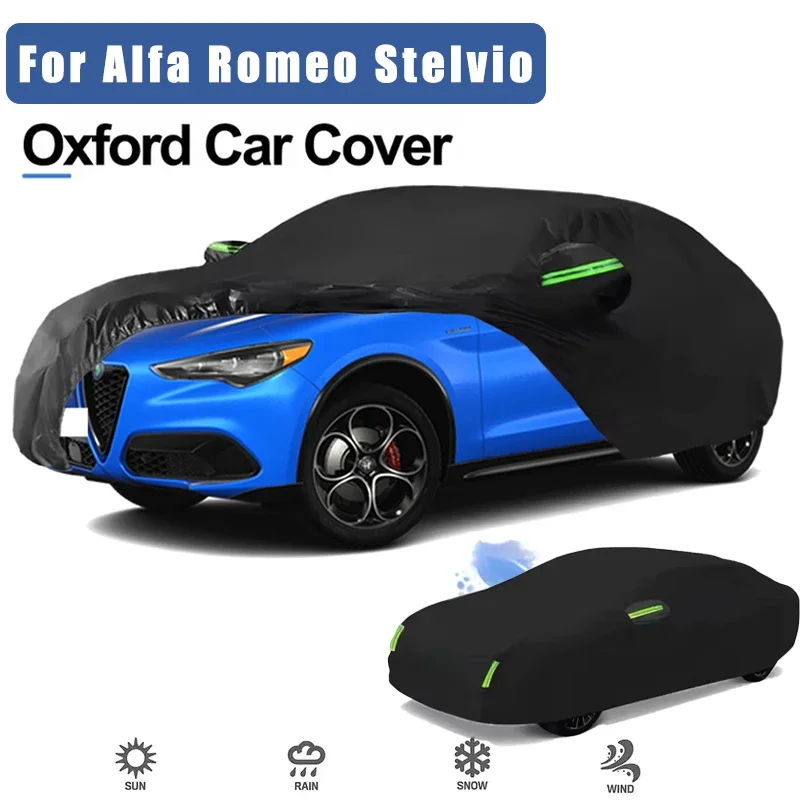 For Alfa Romeo Stelvio Oxford Cloth Full Car Cover Outdoor Waterproof Dustproof Anti UV Sun Snow Protection Exterior Accessories