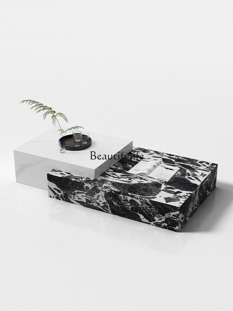 

Marble coffee table light luxury Italian minimalist villa rectangular tea table