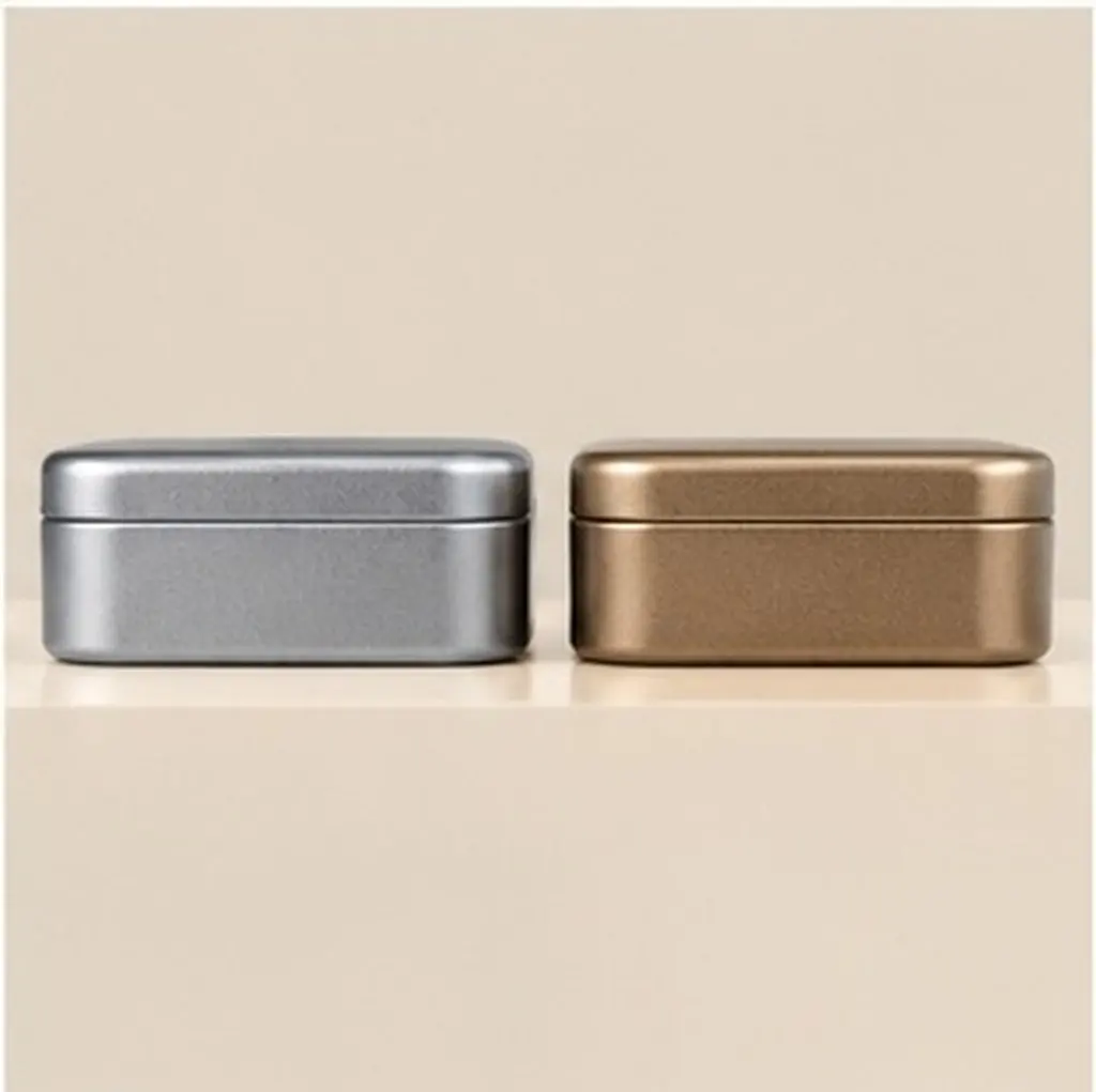 4Pcs Metal Business Card Box Tinplate Sealed Storage Case Portable for Home Travel Office Snacks Tea Tinplate Box