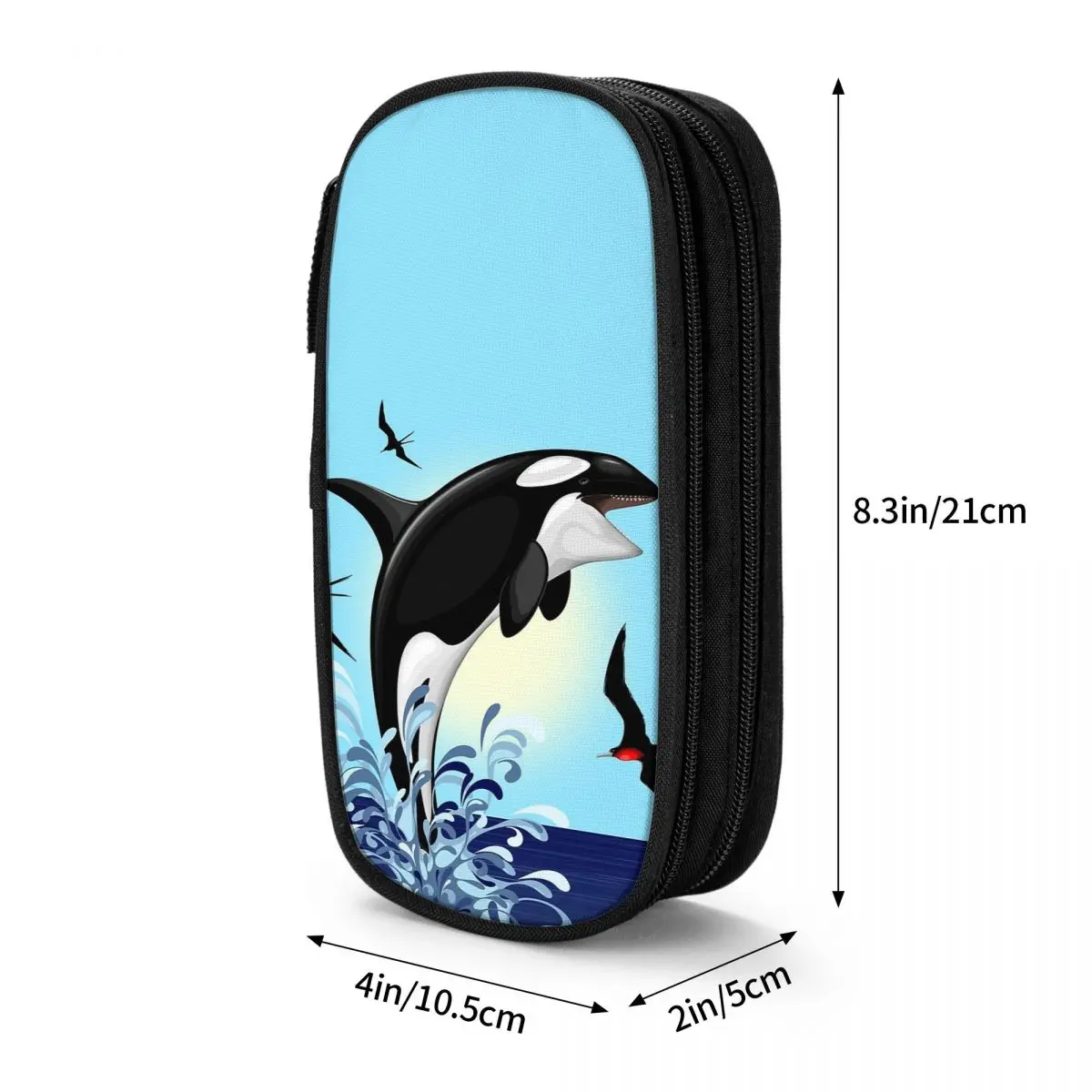 Orca القاتل الحوت القفز خارج المحيط مقلمة أكياس القلم صندوق القلم قلم رصاص الحقيبة للبنين بنات طالب القرطاسية المدرسية