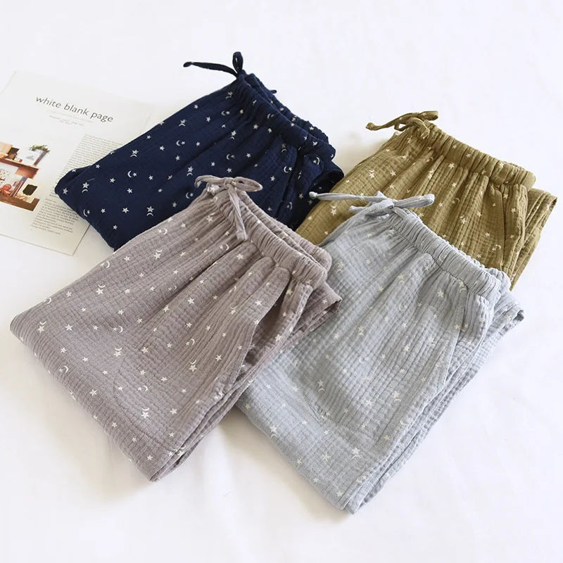 

Хлопковые парные спальные штаны для мужчин и женщин, повседневная и домашняя одежда, свободный крой для весенних и летних пижамных штанов