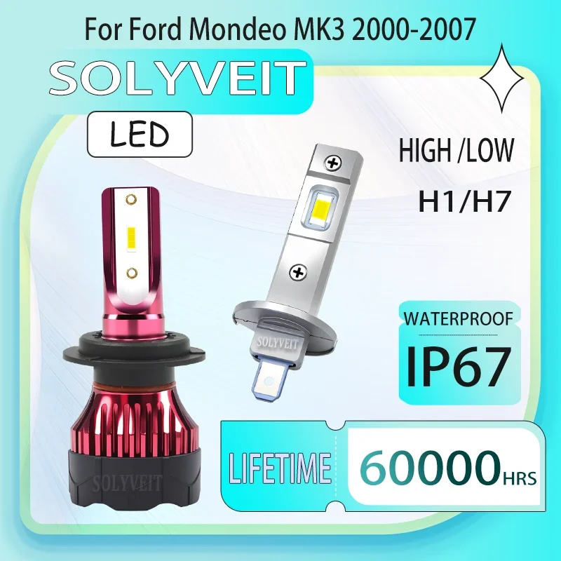 

reliable Improved Nighttime Visibility H1 H7 LED HIGH LOW HEADLIGHTS FOR Ford Mondeo MK3 2000 2001 2002 2003 2004 2005 2006 2007
