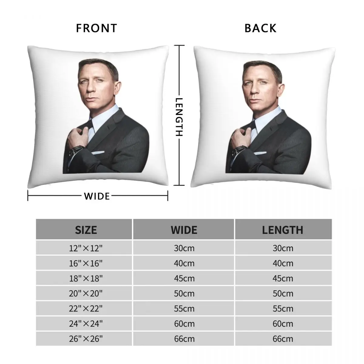 Daniel Craig Pillowcase Polyester Linen Velvet Creative Zip Decor Pillow Case Sofa Seater Cushion Cover 45x45