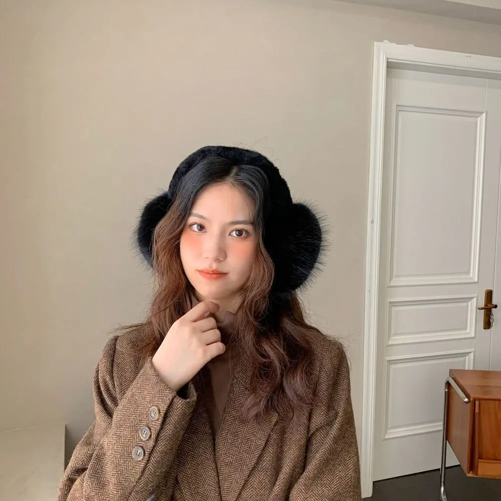 

Fluffy Soft Winter Warm Earmuffs Thick Warm Windproof Ear Warmer Solid Color Ear Cover Folding Earflap