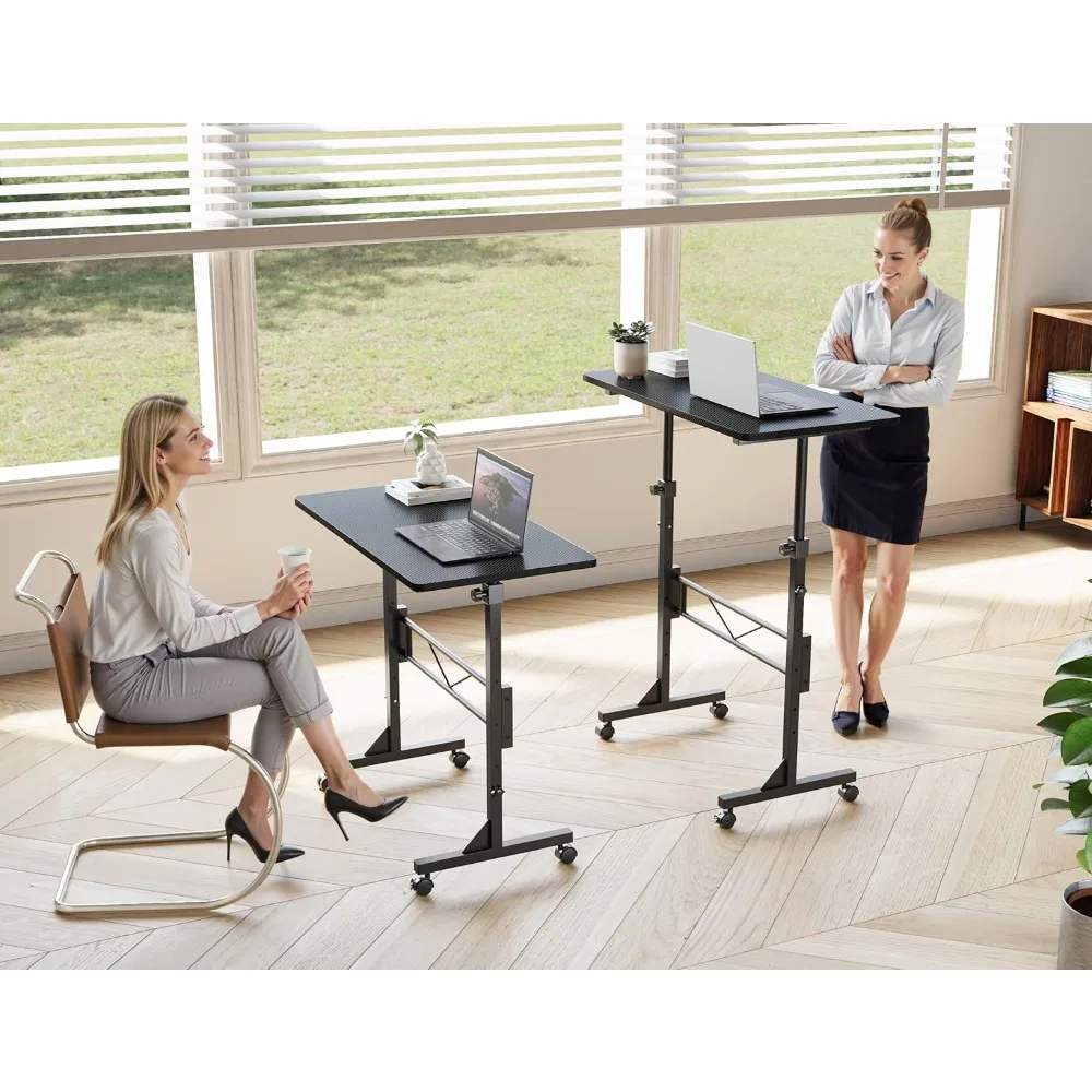 

Standing Desk, 32 Inch Portable Small Desk Adjustable Height, Rolling Home Office Desks with Wheels, Sit Stand - Free Delivery