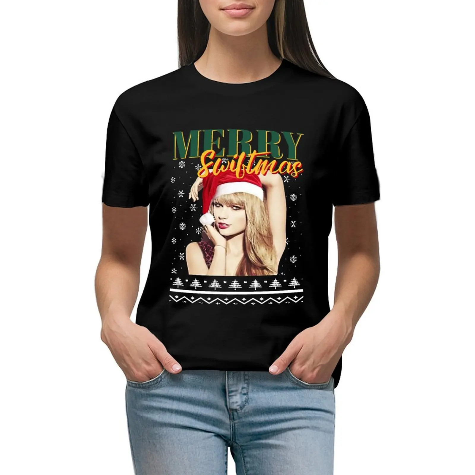 

Merry Swiftmas art T-shirt tees Aesthetic clothing hippie clothes Summer Women's clothing