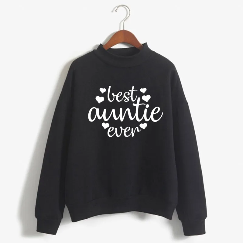 Best auntie ever Print Women Sweatshirt Korean O-neck Knitted Pullover Thick Autumn Winter Candy Color Loose women Clothes