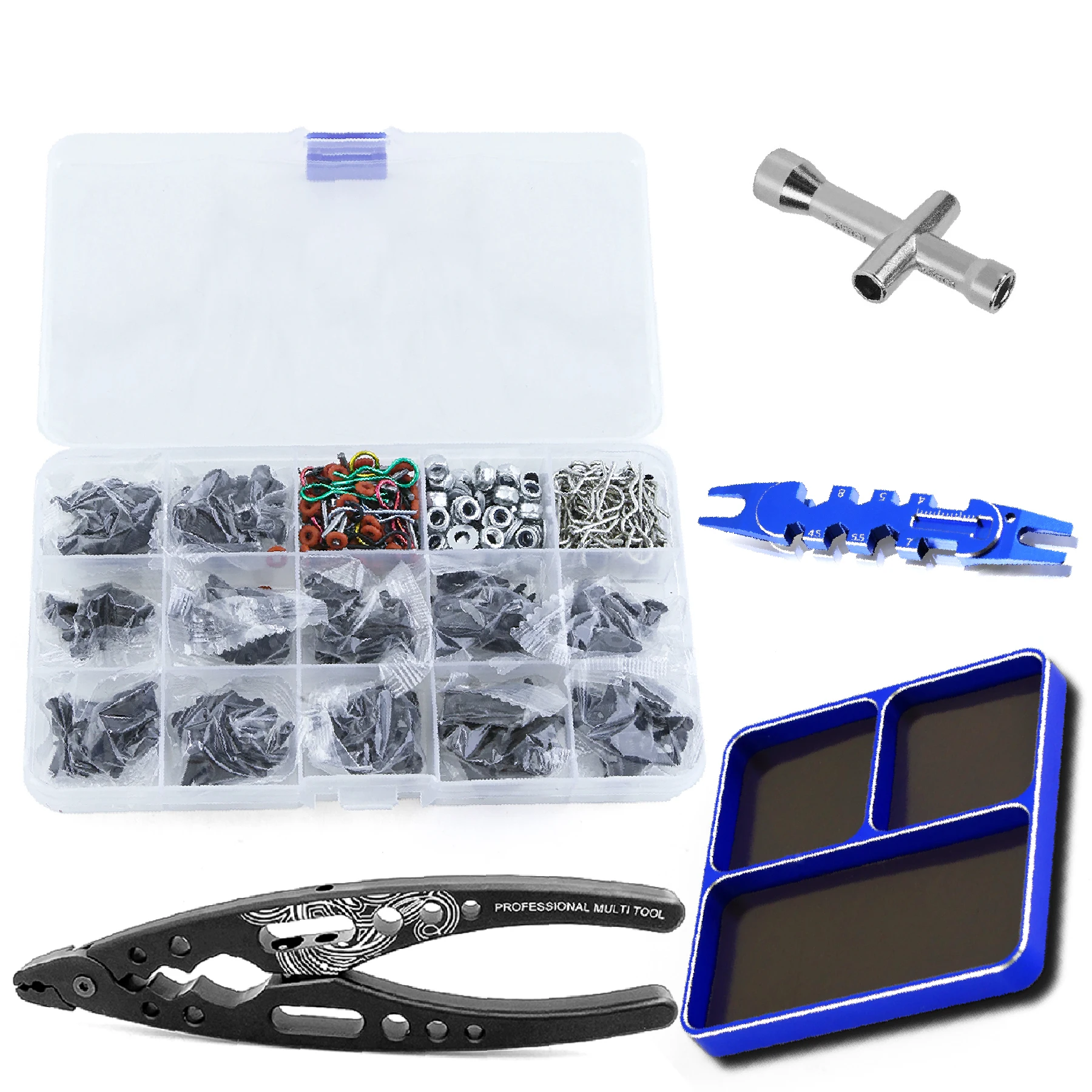 RC Tool kit Magnetic Screw Tray Nut Gasket Storage Tool rc Shock Pliers and RC Screws Kit for 1/8 1/10 1/12 1/16 1/18 RC Car Tru