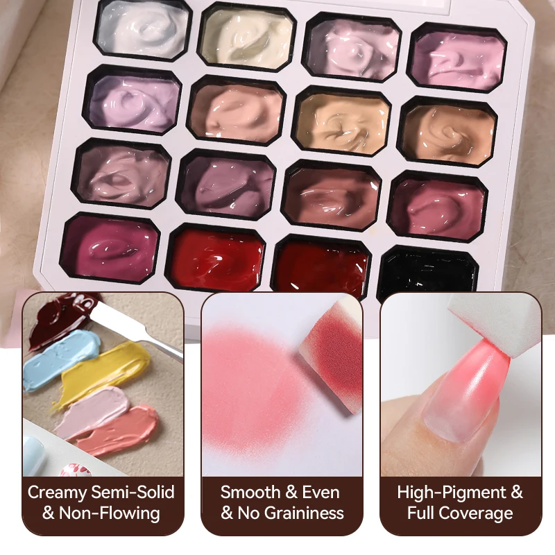 UR SUGAR 16 Color Patting Gel Polish Pallete Bright Colors Ombre Painting Manicure Stamping Pat French Blush DIY for Beginner - view 5