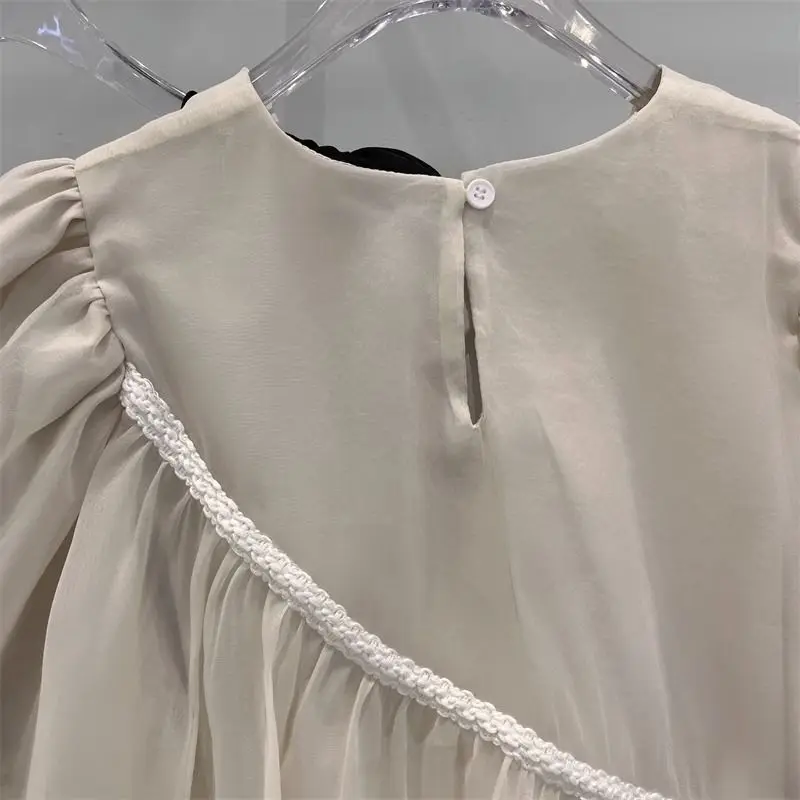 French minority puff sleeve loose top women's summer new western-style age-reducing shirt cover meat doll shirt chiffon shirt