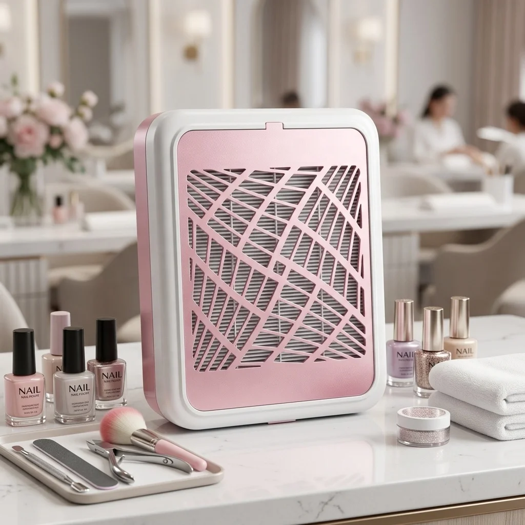 OEM Wholesale 220V 4000rpm 48w Pink Illuminated Nail Salon Dust Collector Rechargeable Acrylic Gel Portable Manicure Vacuum