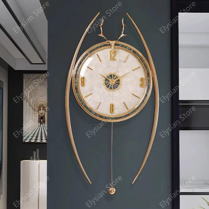 Metal Long Wall Clock Silent Luxury Nordic Office Needle   Quartz Garden Decoracion Salon Casa Home Decorating Items