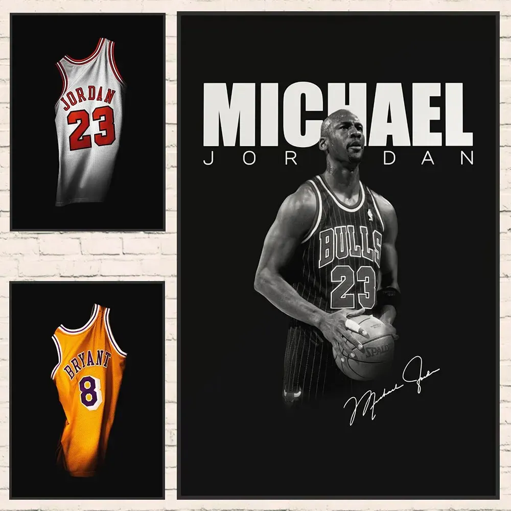 Póster temático de camiseta de estrella de baloncesto, pintura en lienzo de alta calidad, imagen artística de pared Ideal para decoración del hogar de dormitorio y sala de estar