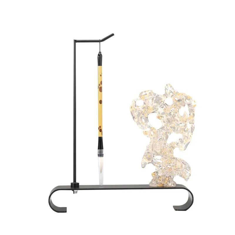 Modern Chinese Style Resin Brush Holder Taihu Stone Design Pen Rest Ornament for Study Room Desk Decoration Home Office