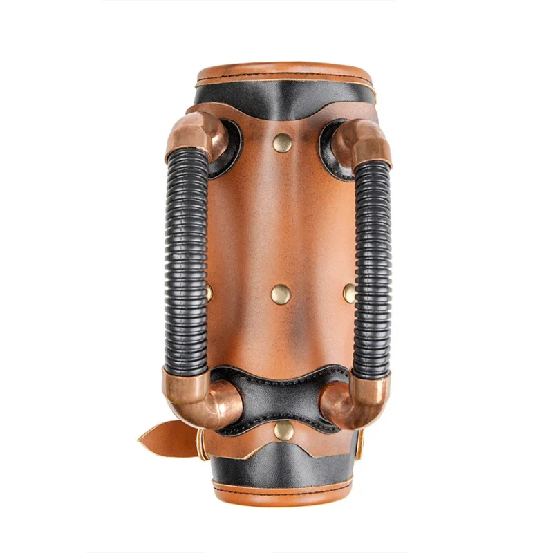 أنيمي تأثيري الرجعية Steampunk غطاء المعصم حلقة ملحق درع القرون الوسطى فارس الثورة الصناعية سوار معصم من الجلد Wris 72th