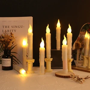 Ngủ nến lấp lánh không có ngọn lửa, 6/12 miếng, với điều khiển từ xa, que ngà 8 Velas nến bán hàng chính - №2