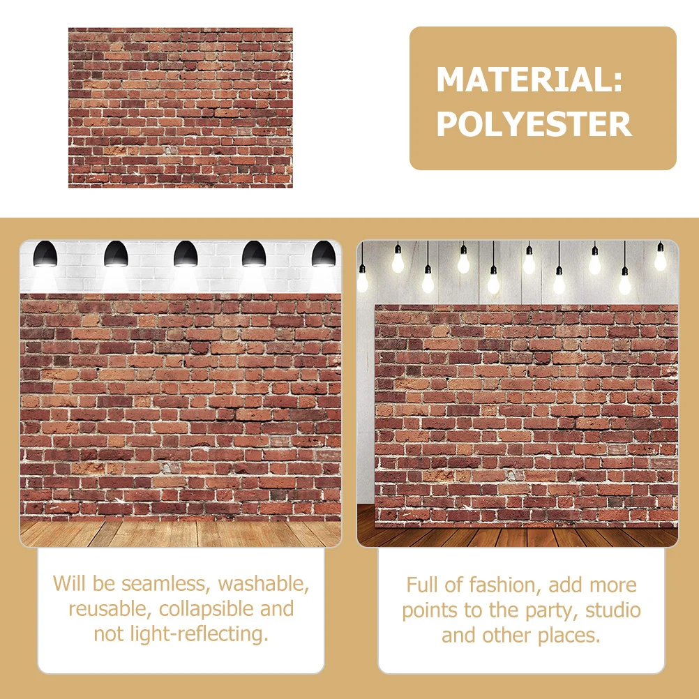 

Vintage Style Red Brick Backdrop Washable Polyester Material Photography Decoration for Holiday Party Theme Setup