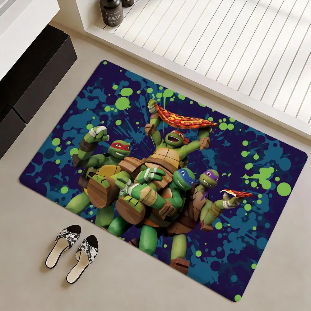 Anime N-Ninja Turtles Bodenmatte, weicher Flanell, rutschfeste Fußmatte – verdickter Teppich für Wohnzimmer, Heimdekoration