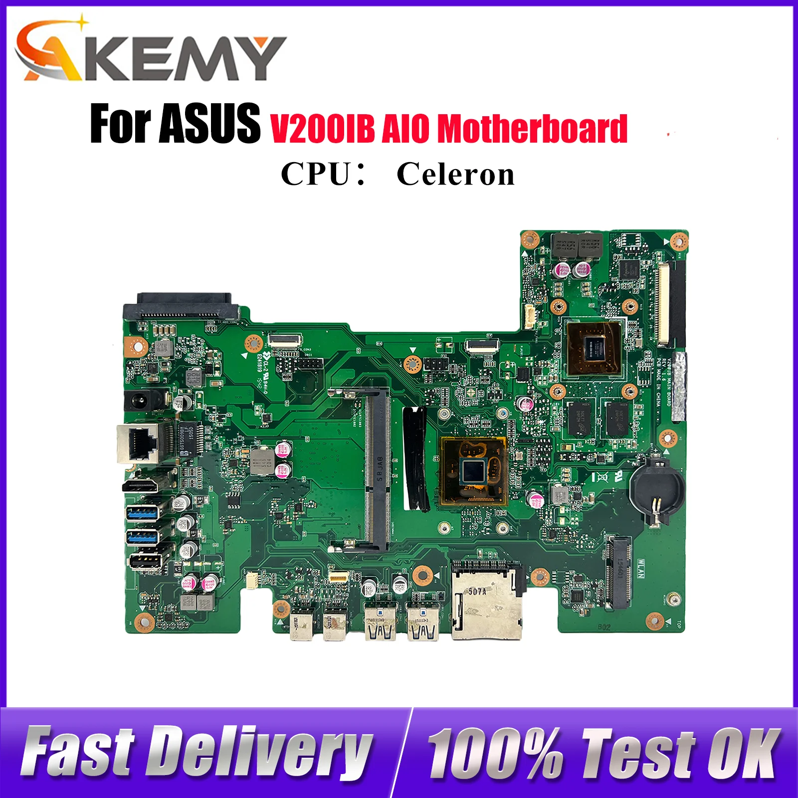 

Материнская плата V200IB для ASUS Vivo AiO V200IB V200I, материнская плата с процессором Celeron, 100% тестирование, ОК, быстрая доставка, высокое качество