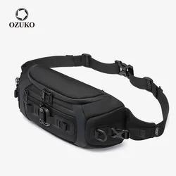 OZUKO Fashion Men Waist Bag Outdoor Sports Tactical Fanny Pack Multifunction Waterproof Male Chest Bag Mens Crossbody Bags Bum