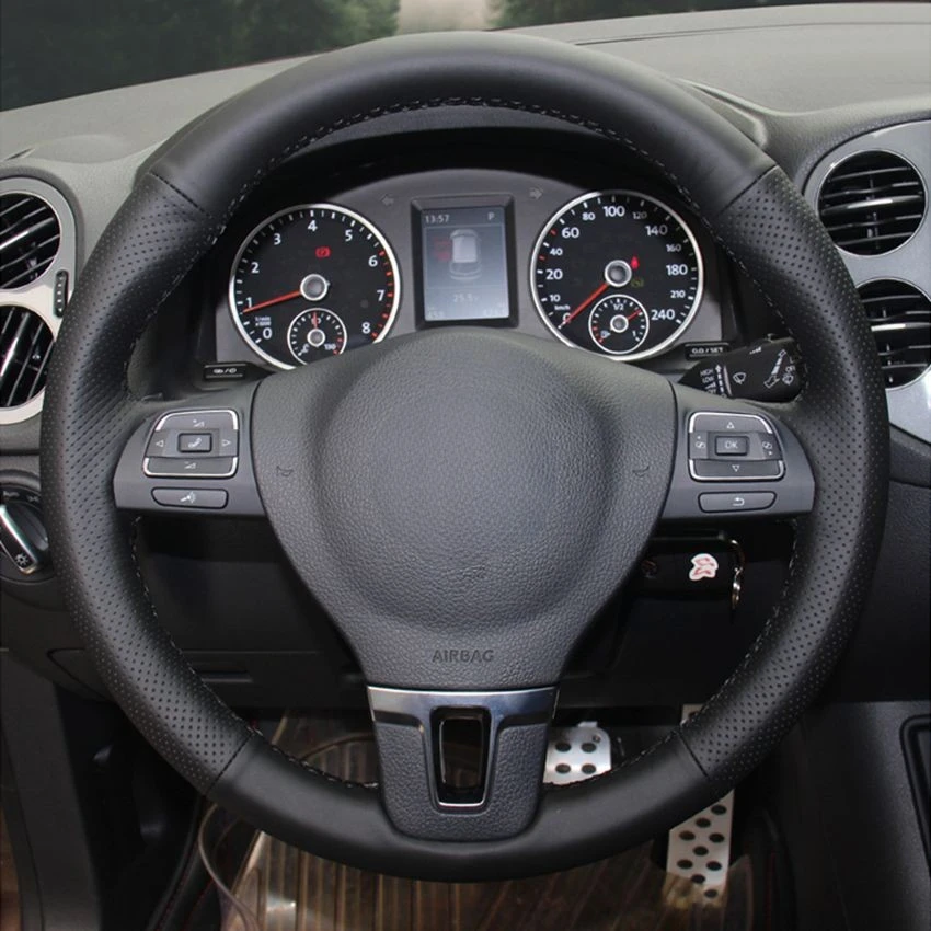 Hand sewing PU Artificial Leather Car Steering Wheel Cover for Volkswagen Golf 6 Mk6 Jetta 6 Polo 2011 2012 2013 2014