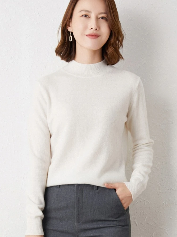 AOSSVIAO Long Sleeve Knitted Sweater Women Turtleneck Solid Autumn Winter 2026 New Base Layer Pullover Warm Tops
