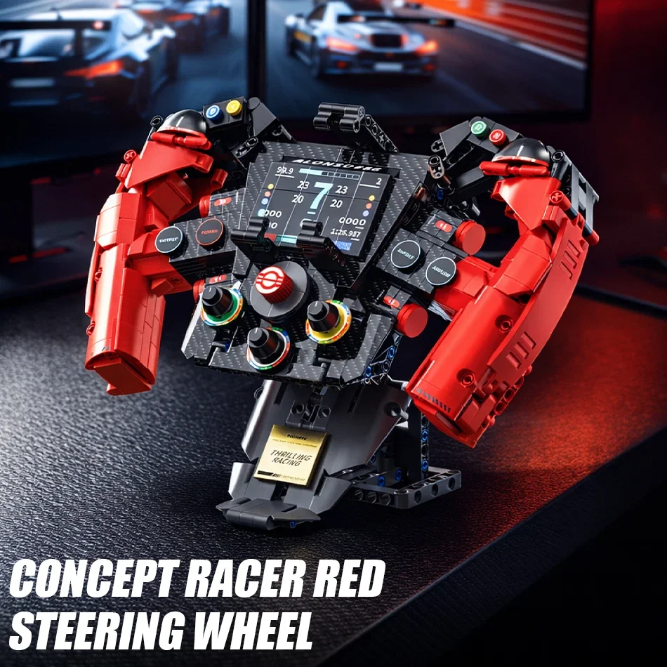 

Technical Racing Car Steering Wheel Model Building Blocks Construction Mobile Phone Holder Bricks Racer Gift Toy for Adults Kids