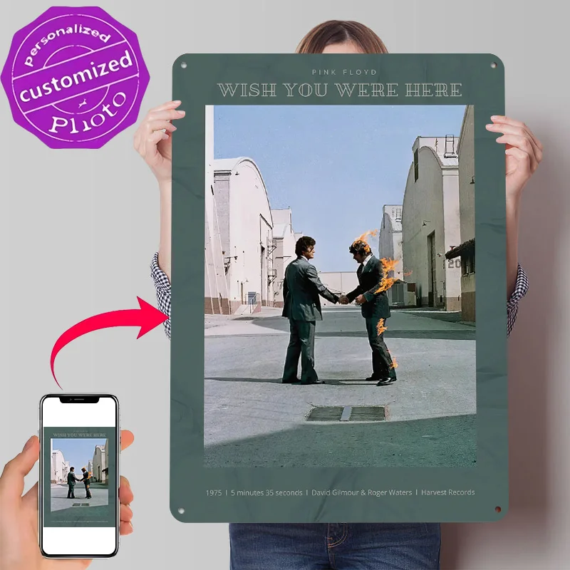 Pink Floyd - Wish You Were Here Personalized 3D Textured Metal Poster Wall Art Vintage Tin Signs for Home Decor Ornaments House